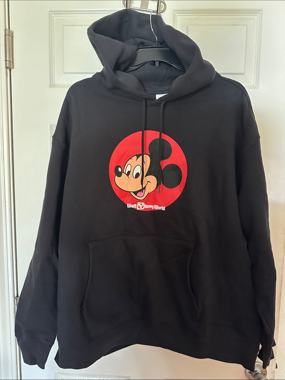 Disney Black Zip-Up Hoodie with Red Mickey Logo